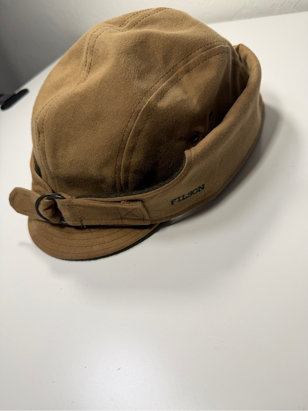 Vintage Filson Tin Cap Brown Duck Canvas Work Cap wool lined L
